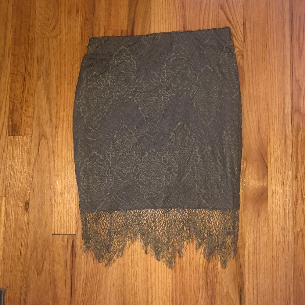 Missguided lace overlay skirt olive green
